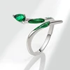 WYEAIIR Green Shiny Zircon Slytherin Snake INS 925 Sterling Silver Resizable Opening Ring For Women Luxury Jewelry 5