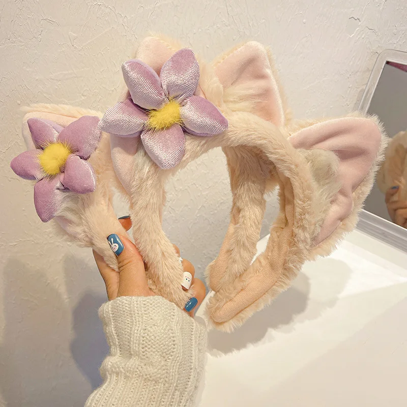 Hair Accessories Hair Headband Christmas Party Decoration Hair Accessories Catoon Mickey LinaBell Plush Animal Hairband Woman birthday Gifts Makeup hair hoop