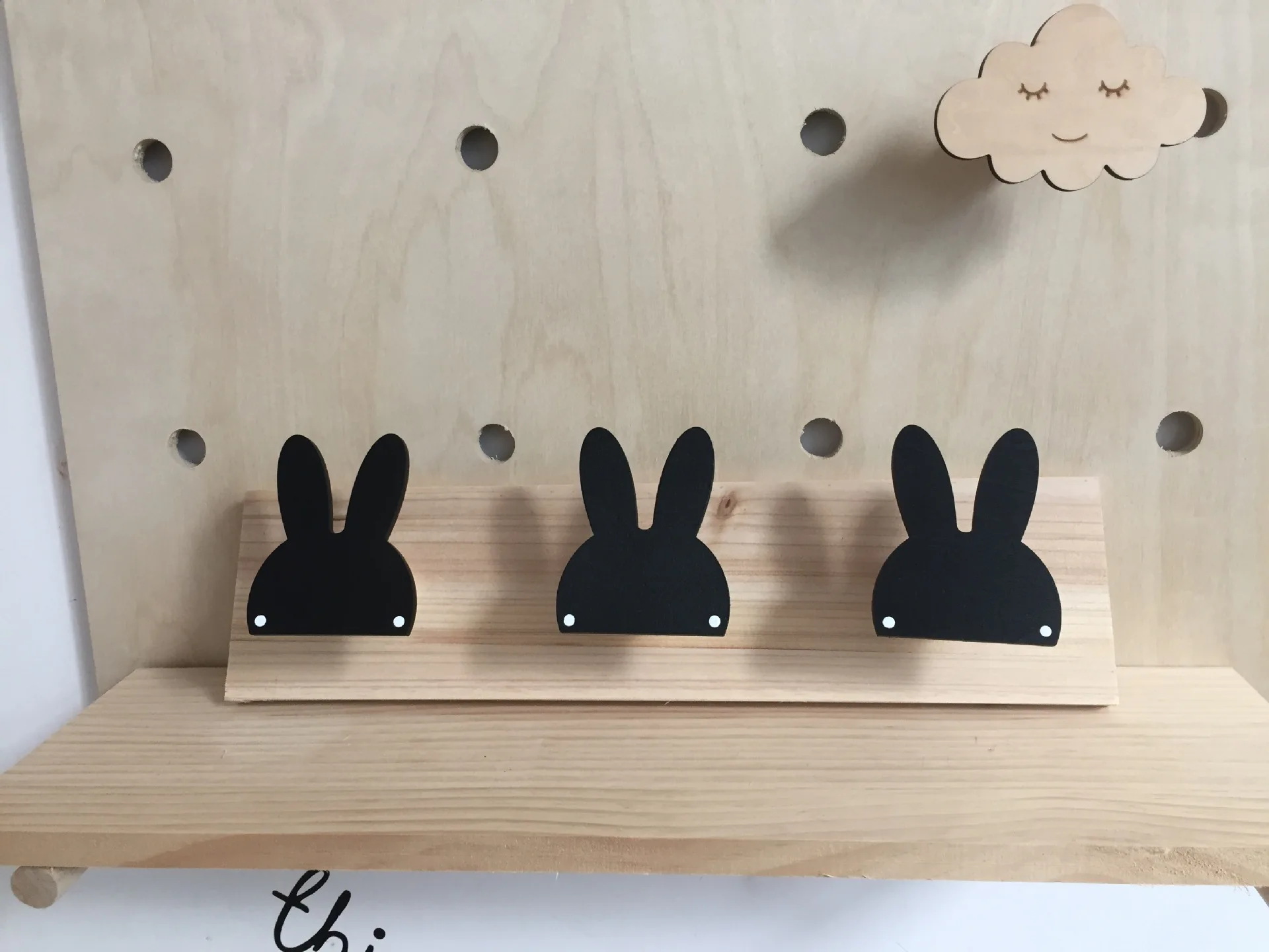 Nordic Style Creative Home Hook Clothes Hanging Children Room Rabbit Solid Wood Storage Racks Bow Clapboard Home Decoration 6