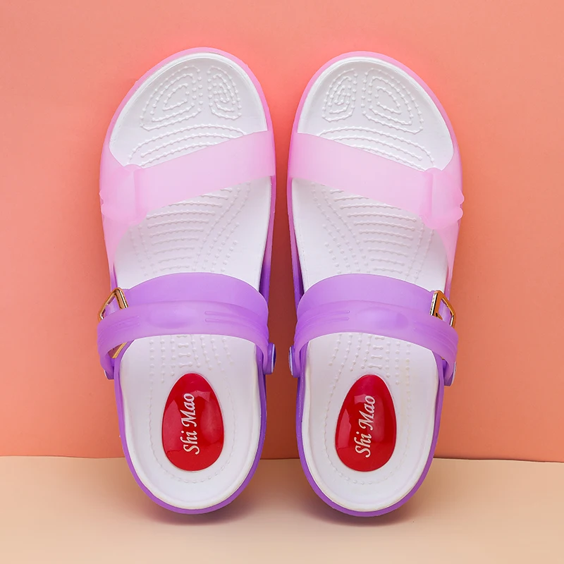 2023 Women's Blue Summer Sandals Rubber Jelly Shoes Non-slip Comfortable Soft Women's Slippers Beach Shoes Indoor Slide