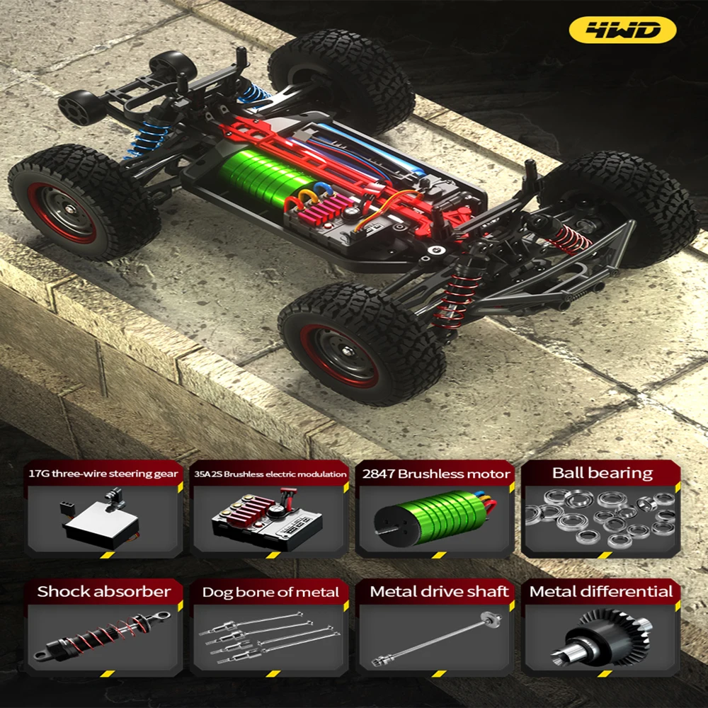 Q130 1:14 70KM/H 4WD RC Car With LED Headlight Remote Control Cars High Speed Drift Monster Truck for Kids vs Wltoys 144001 Toys 5