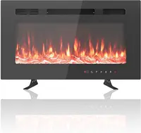 Электрический камин Настенный ультра-плоский камин с дистанционным управлением Нагреватель мощностью 1800 Вт, 12 цветов, таймер до 12 часов/закаленное стекло