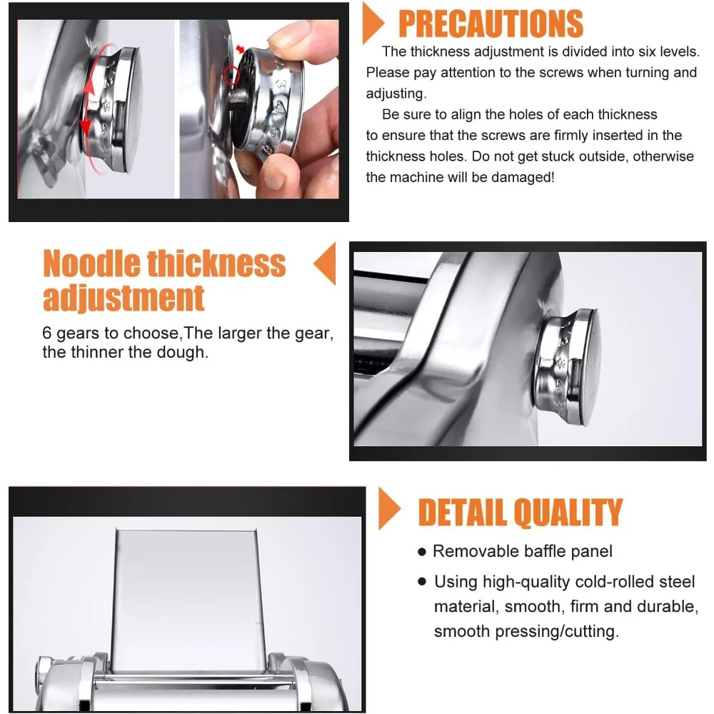 Pasta Maker Machine Dumpling Dough Skin Noodle Making Pasta Maker Dough Roller Noodle Cutting Machine for Spaghetti, Fettuccini 4