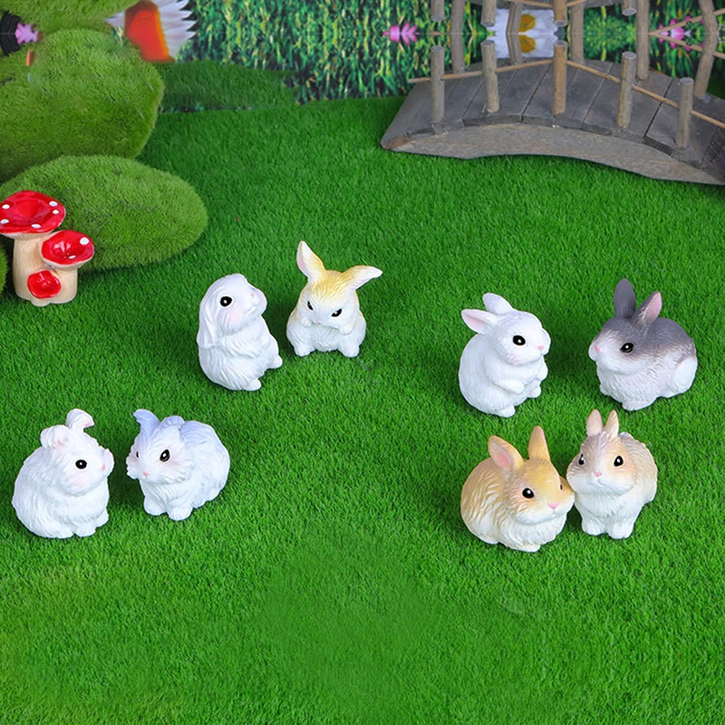 미니 시뮬레이션 토끼 입상, 토끼 자동차 데스크탑 장식, 마이크로 풍경 장식, 인형 집 미니어처 장난감
