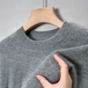 High Quality Woolen Sweater Men's 100% Pure Wool Thickened Warm Semi-turtleneck Round Neck Winter Knit Base Pullover Men's Top 2