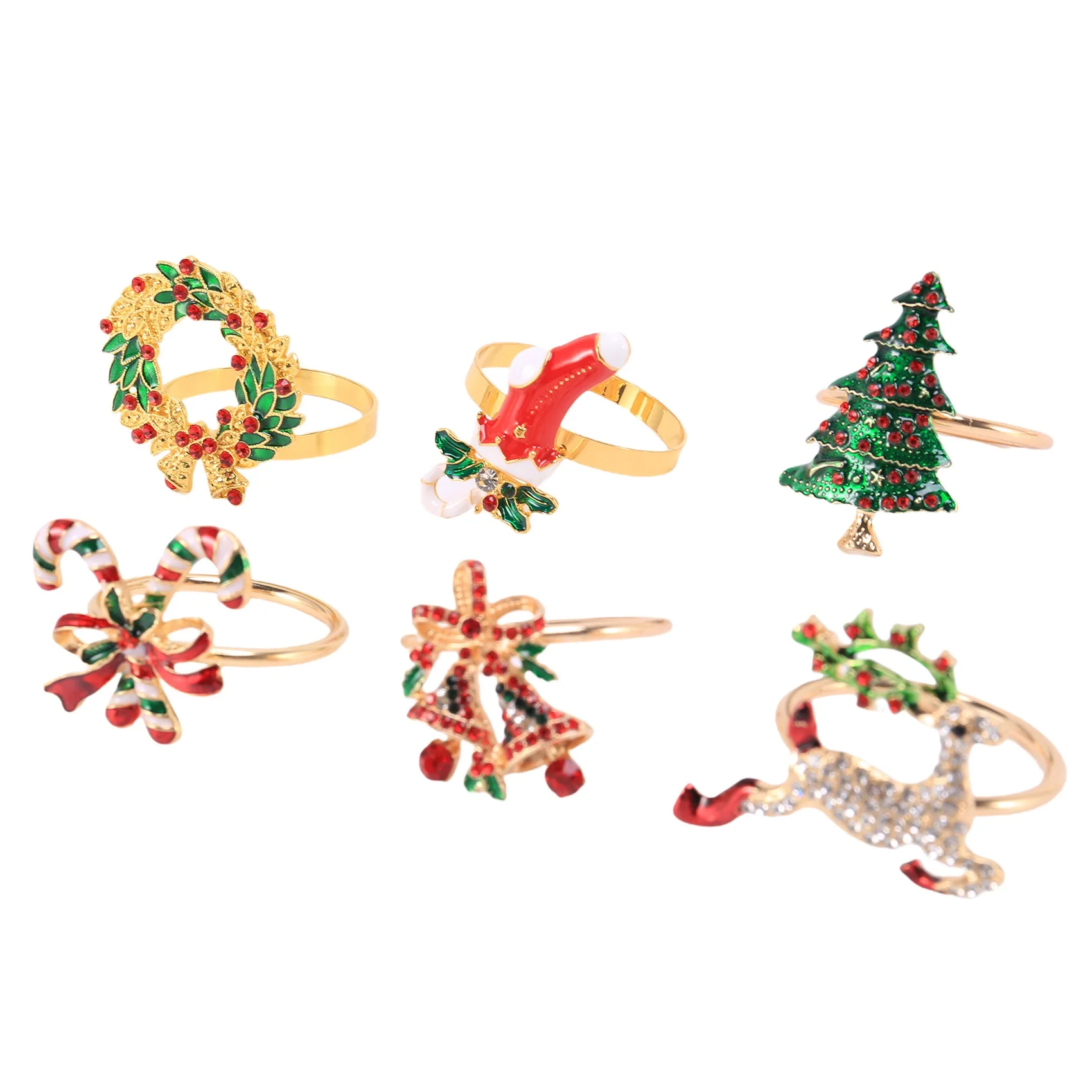 

Christmas Napkin Rings Sets of 6 Pcs, Gold Napkin Ring Holders Metal Dinner Tables Rings for Christmas Weddings