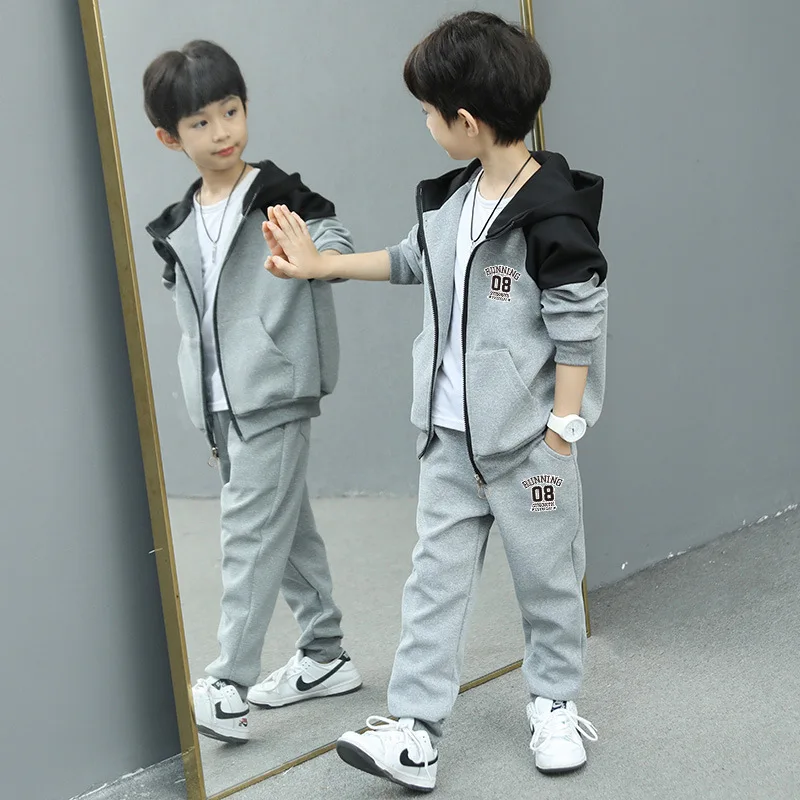 Trendy Spring Suit 2024 New Style Boys Outfit Sports Two-piece Set Fresh Fashionable Children's Clothing
