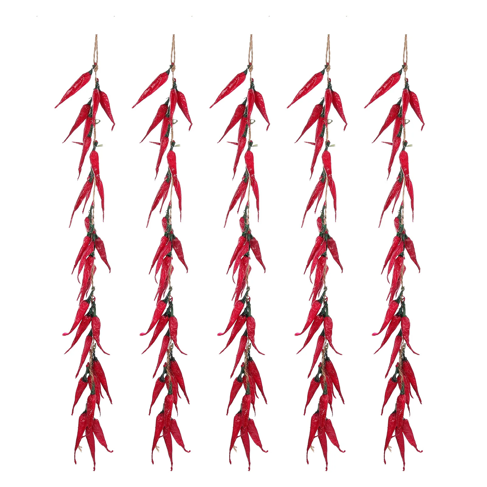 Chili Pepper Model Decoration Vegetable Fruit Garland Vine Toy Fake Hot Peppers Water Red Pendant Wreath 5 Pcs vegetable ornaments