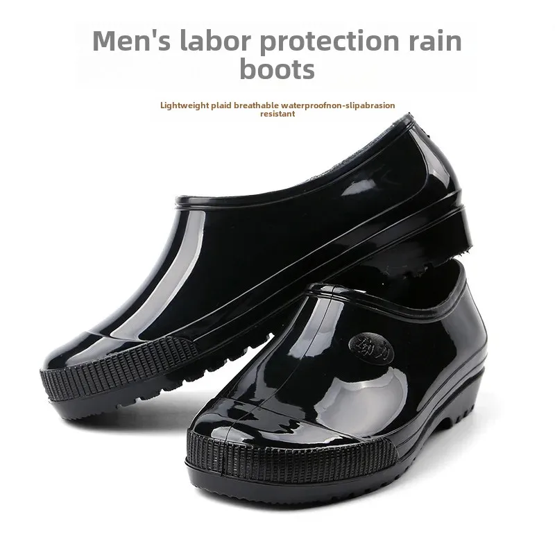 Bottes de pluie été hommes adolescents anti-dérapantes résistantes plastique basse tige