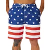 Colorful Stripe Pattern Beach Shorts For Men USA Flag 3D Print Swim Trunks Summer Surf Board Shorts Loose Short Pants Streetwear 3