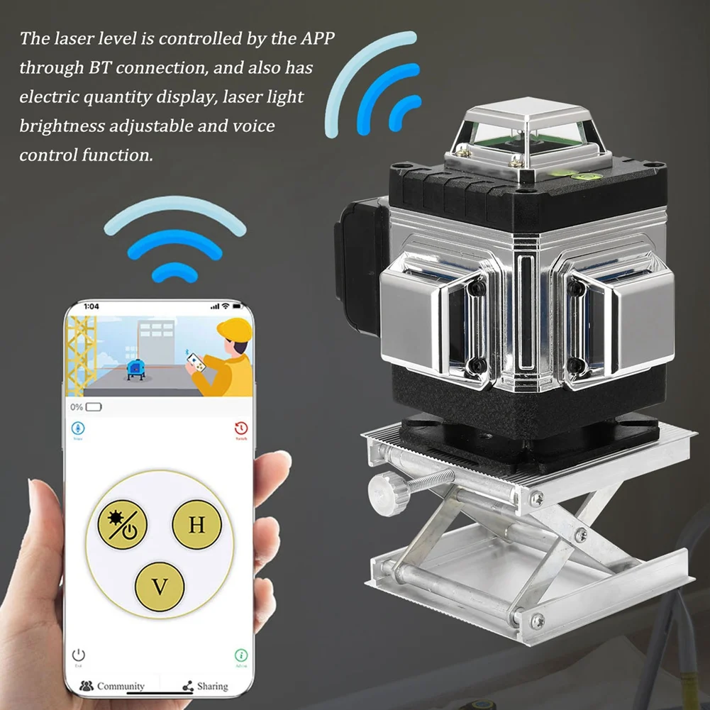 A23P 4D 16 라인 레이저 레벨 360도 자체 수평 조절 기능 바닥 벽 스티커 수직 수평 사선