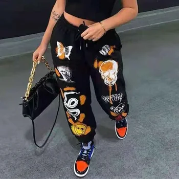 Hot Sales Womens Sweatpants Jogging Y2K Harajuku Cartoon Streetwear Sports Trend Pants Casual High Waist Trousers Autumn Winter