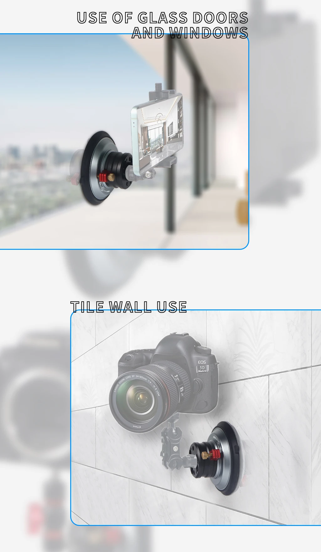 4 Zoll Hochleistungs-Vakuum-Saugnapf 1/4 3/8 Arri Löcher Schnell verschluss Kamera Stabilisator Halterung Auto Fotografie 20kg Stand halterung – Detail 7
