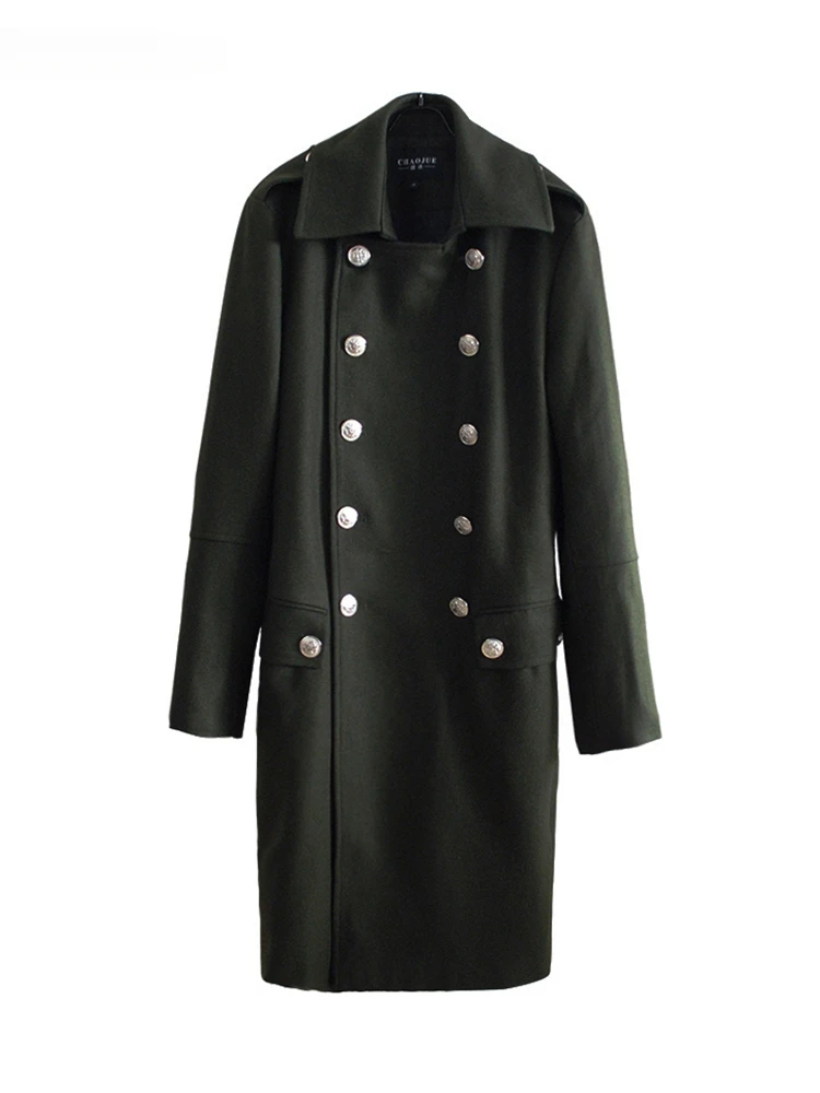 Autumn Winter Long Warm Woolen Coat Men Double Breasted Luxury  Stylish European Style Wool Blends Overcoat  length jacket