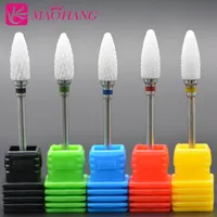 MAOHANG Bullet ceramic milling cutter burrs nail drill bits for electric drill manicure machine device remove gel varnish tools 1