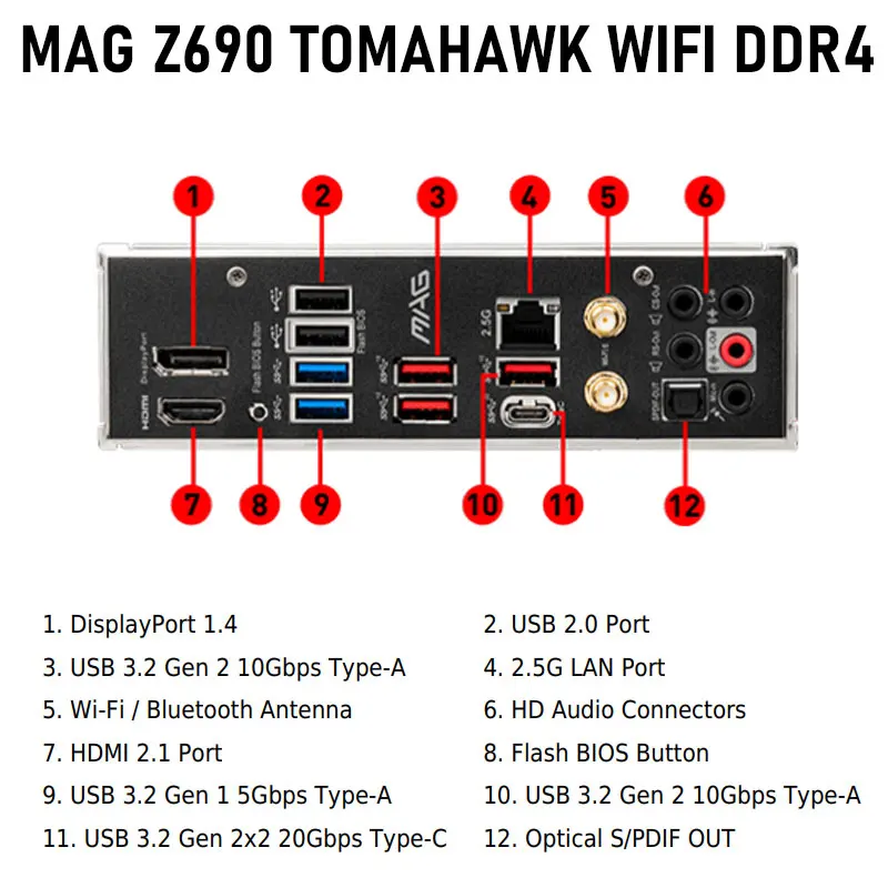 MSI MAG Z690 TOMAHAWK WIFI マザーボード ATX Intel Z690チップセット搭載 MB5603