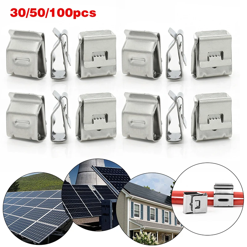 Solar Panel Photovoltaic PV Cable Clips Stainless Steel Wire Locking Clamps for 4 Square 2-wire Wiring Accessories