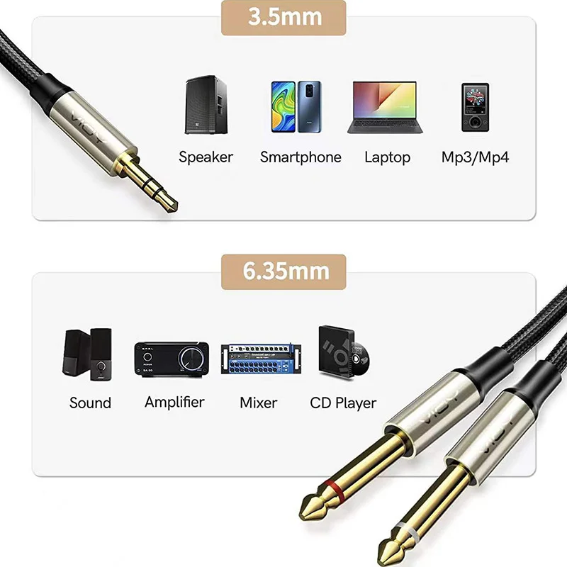 1/8 1/4 ׷ ̺ 3.5mm TRS  6.35mm 1/4 TS  Y ø  ڵ ,  PC  ī ͼ 