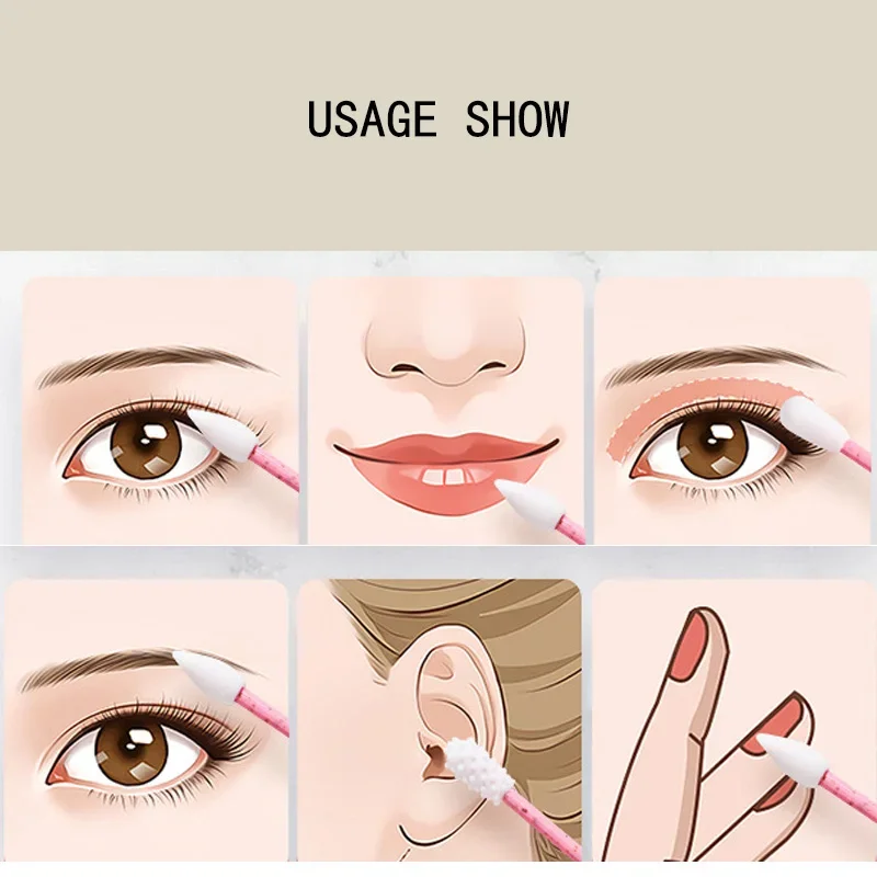 재사용 가능한 면봉 실리콘 이어 픽 나선형 클리너 도구, 휴대용 소프트 면봉, 클린 스틱, 립 아이라이너 메이크업 도구, 세트당 2 개