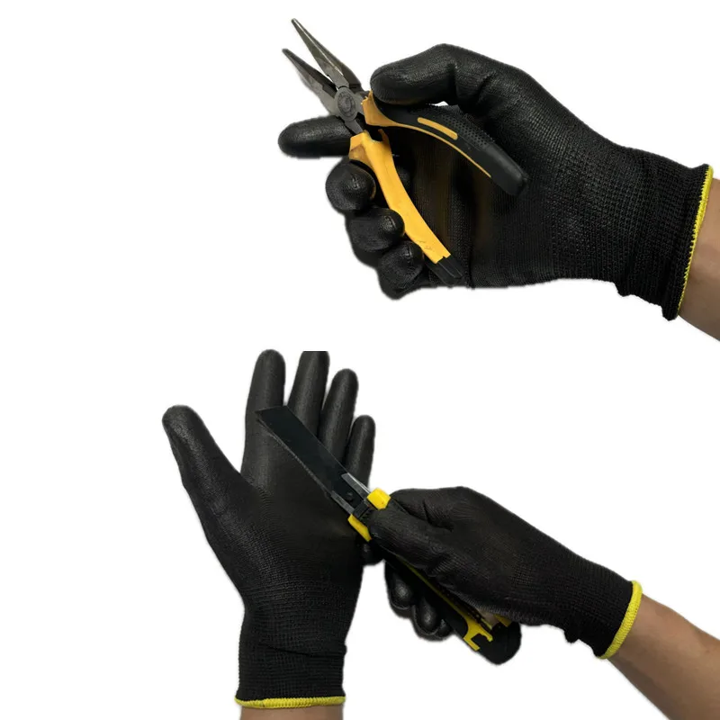 10/30 Pair Logo Free Polyurethane Gloves Safety Work Gloves Repair Gloves Palm Coated Gloves Carpenter Repairman Supplies