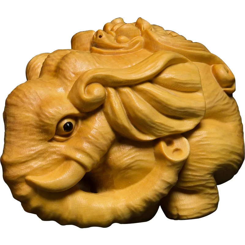 

Fu Bat Elephant - Handcrafted Wood Carving for Prosperity & Feng Shui - Ideal Solid Wood Craft for Home Elegance, Car Adornment