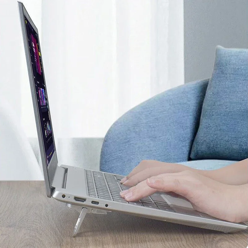 새로운 2PCS 접이식 노트북 스탠드 2개의 조절 가능한 각도가 있는 휴대용 컴퓨터 키보드 라이저 자체 접착식 보이지 않는 노트북 스탠드