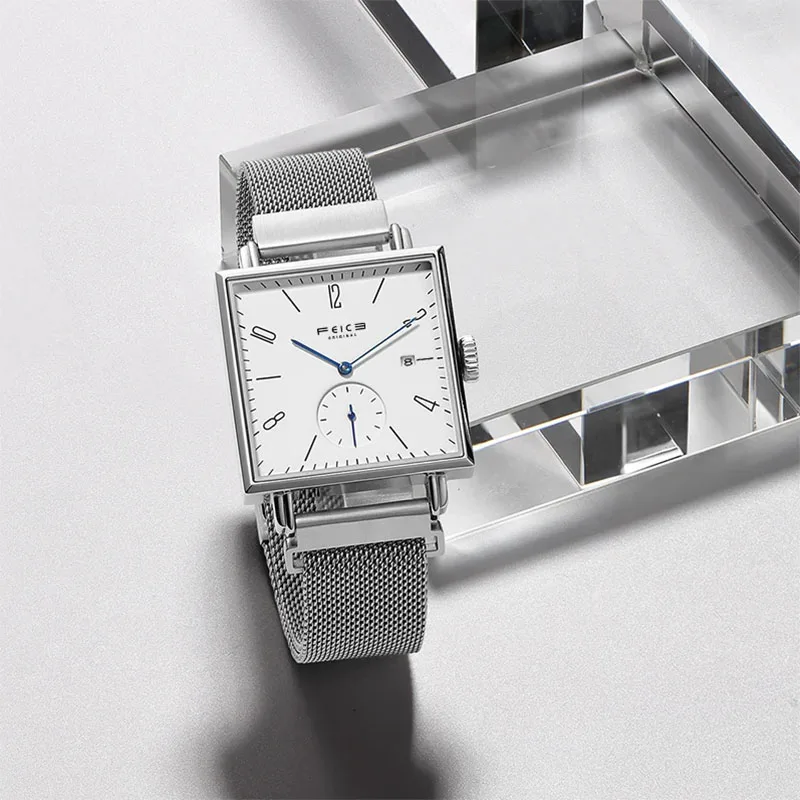 FEICE Watch for Men Luxury Simple Small Square Automatic Mechanical Watch Student Christmas Gifts Waterproof Sports Watch FM301