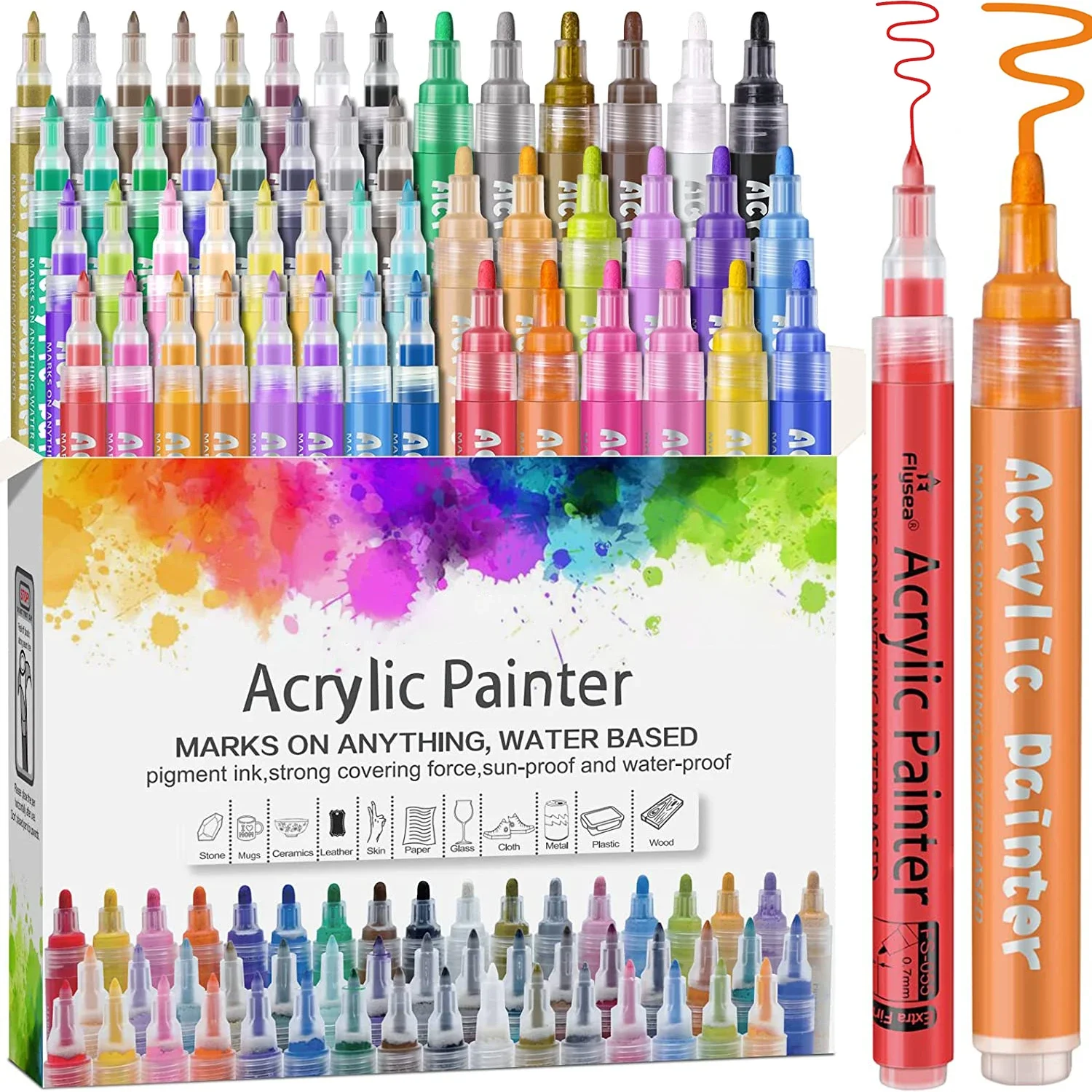 

Acrylic Paint Pens 6-80 Colors Acrylic Paint Marker 2.0mm Extra Fine Paint Pens for Canvas, Rock Painting, Wood, Glass, Metal