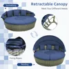 Round Outdoor Daybed, Wicker Rattan Sectional Sofa Set w/Retractable Canopy, Washable Cushions & Height Adjustable Co 4