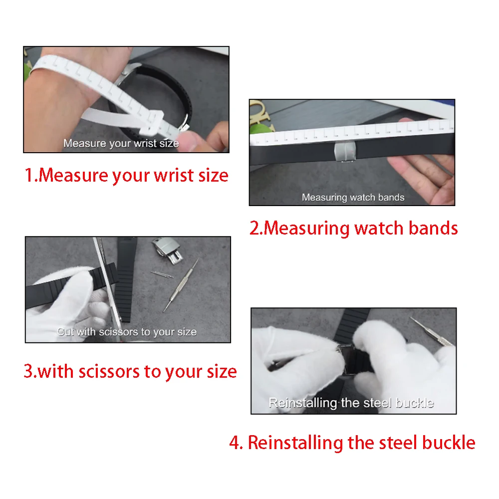 Enhanced Fluororubber Quick Release Watch Strap with Butterfly Buckle
