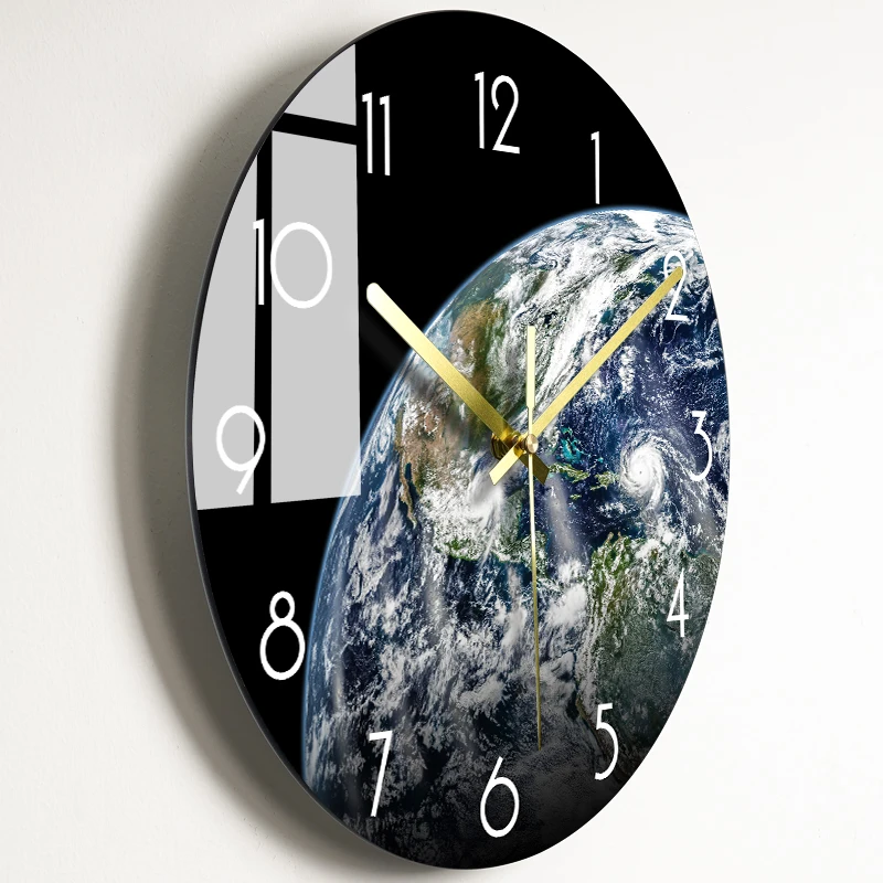 Glass Wall Clock Silent Watch Wall Clocks Color:BL19;Sheet Size:14 inch