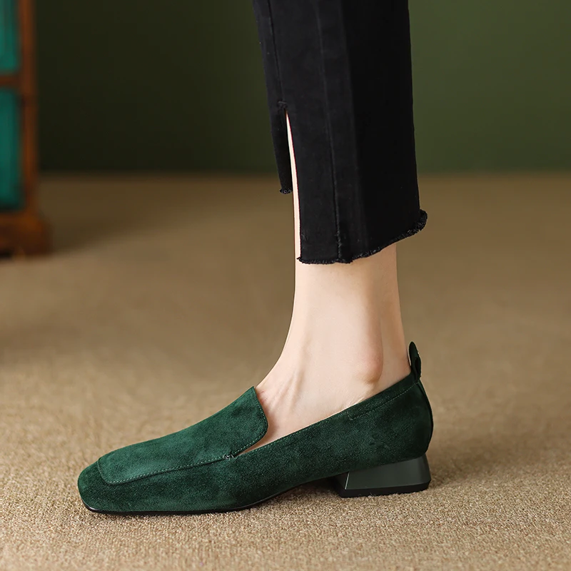 

Women Flats Spring Autumn Comfort Basic Loafers With Flat Heel Slip On Sheepsuede Casual Flat Shoe Square Toe Loafers