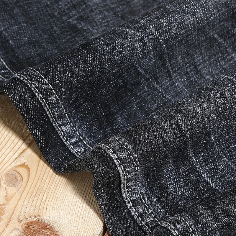 Vintage Fashion Men Jeans Retro Black Gray Stretch Elastic Slim Fit Ripped Jeans Men Denim Trousers Casual Designer Pants Hombre