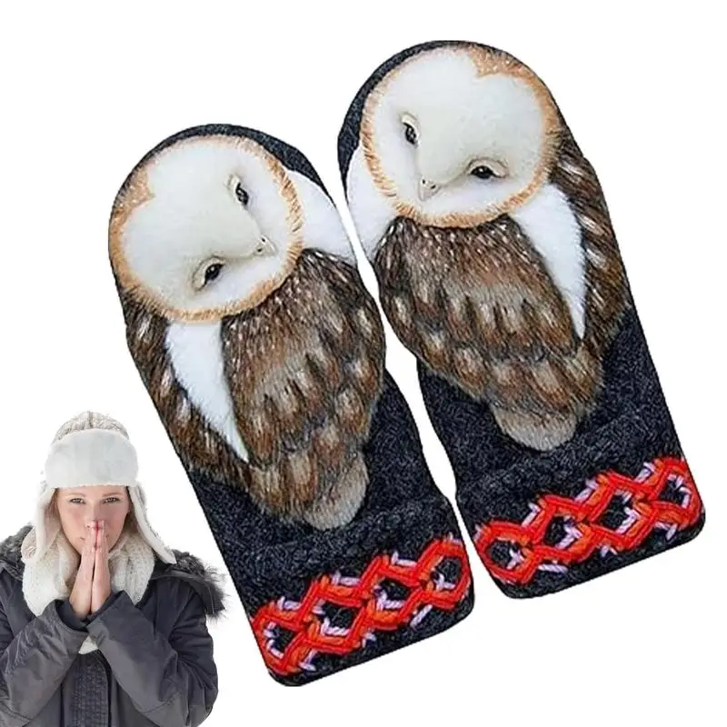 

Knitting Gloves For Women Adorable Animal Owl Design Gloves Outdoor Activities Supplies Mittens For Fishing Hiking Camping