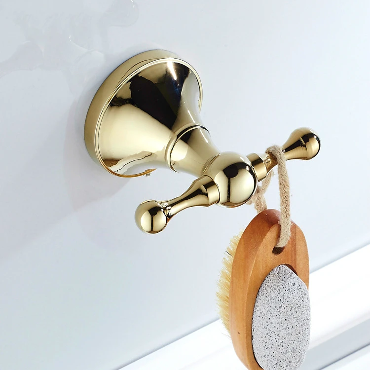 

Antique Copper Plated Robe Hook Gold Polished Coat Hook Coat Rack Wall Mounted Bathroom Hardware sets Bathroom Products uk6