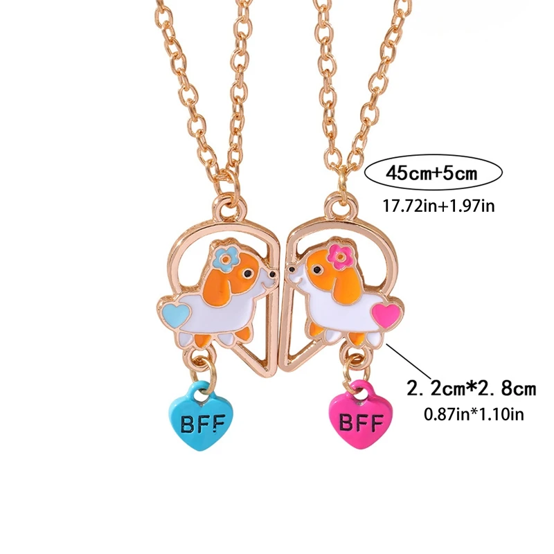 Dog Friendship Necklace 2pcs/Set Heart-shaped Cute Dog Necklace