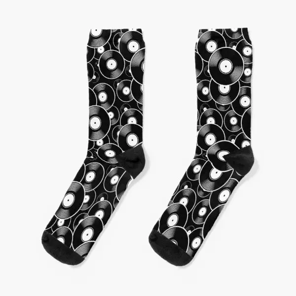Vinyl Records Crew Socks Winter Breathable Sports Ladies Unisex Best Girls Short Pattern Funny Women Cotton Black Comfortable |