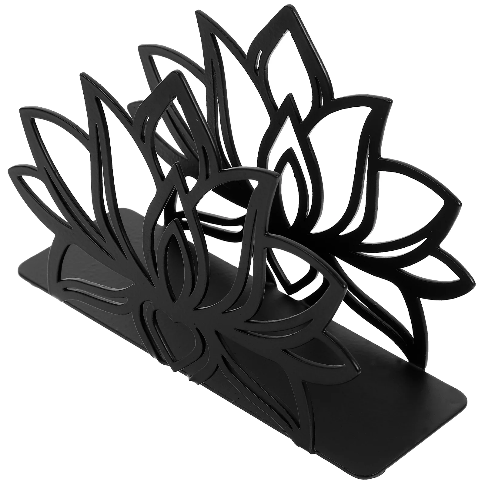 Napkin Holder Lotus Holders for Tables Tabletop Organizer Black Office Iron Napkin Stand Flower Shaped Decorative Racks