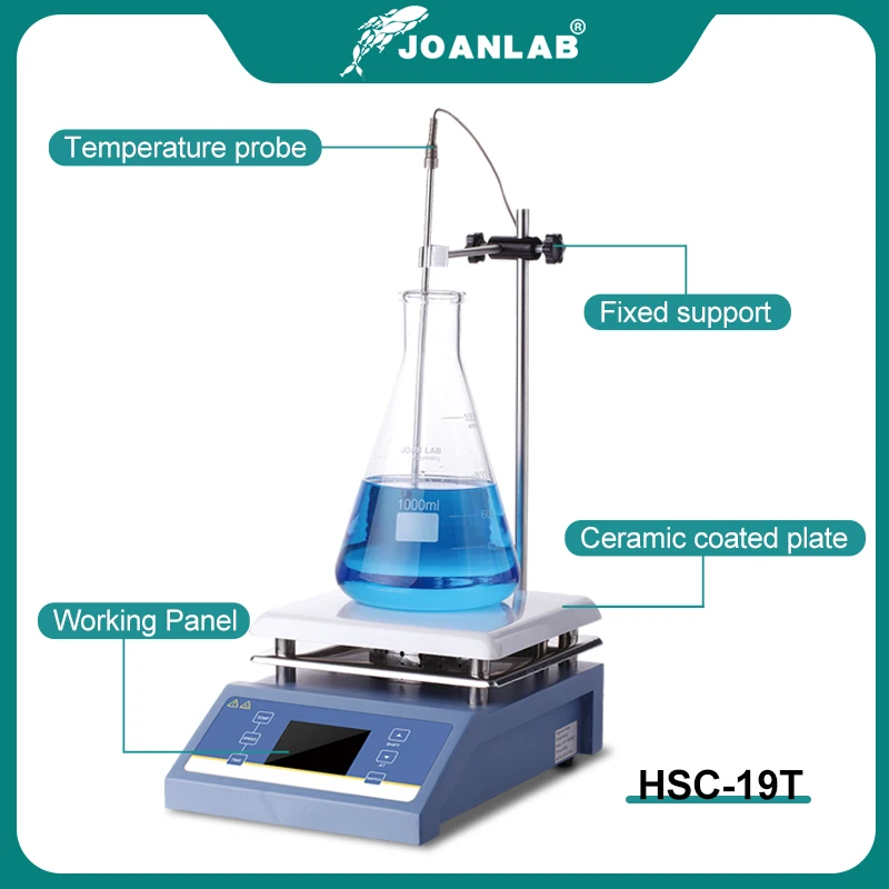 JOANLAB 자석 교반기, 일정한 온도 가열, 디지털 디스플레이, 실험실 장비, 5L, 2000rpm HSC-19T
