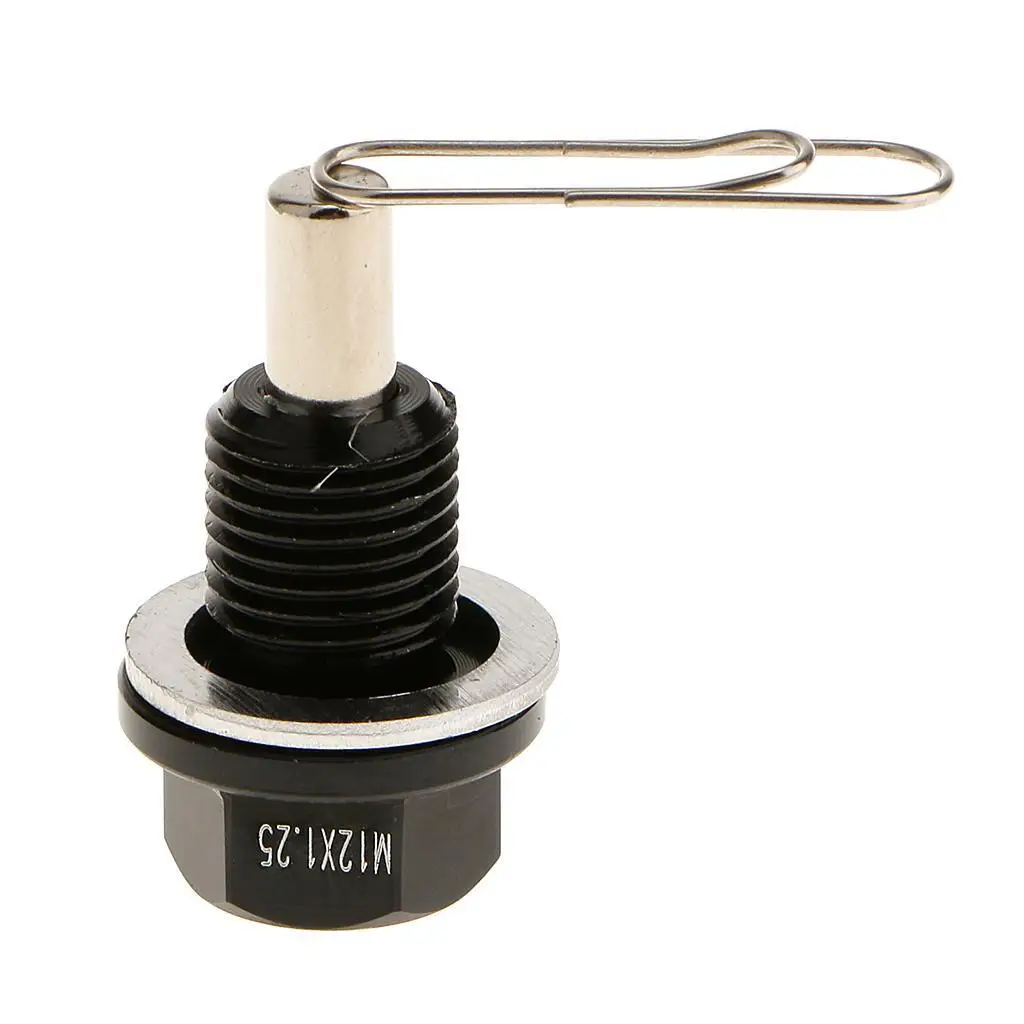 M12X1.25 Anodized Magnetic Engine Oil Pan Drain Bolt Plug For Black