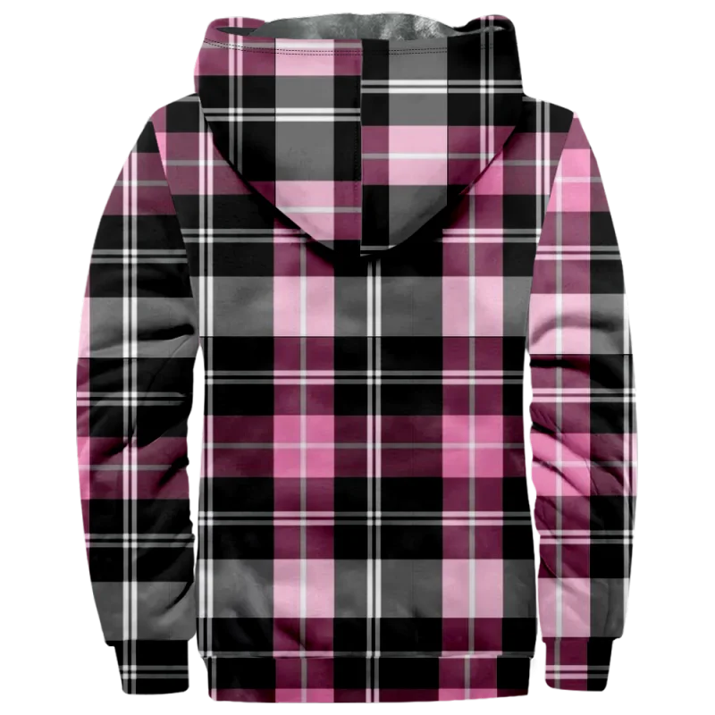 New plaid striped cotton jacket hooded sweater casual printed men's terry polar velvet zipper patch pocket hooded sweater a08