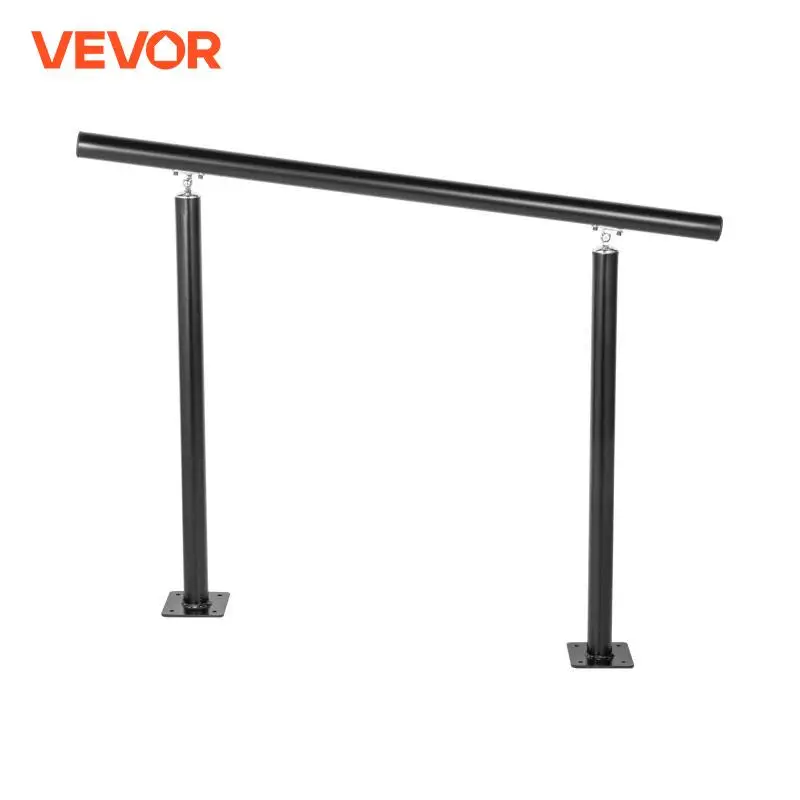 VEVOR Handrail Outdoor Stairs 3/4 ft 34 Inch Outdoor Handrail Stair Railing Adjustable From 0 to 60 Degrees Black/White