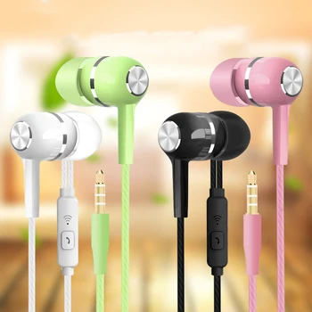 Wired Headphones 3.5mm Jack In Ear Headset Wired Earphones with Mic Bass HiFi Stereo Earbuds Sports In-line Control For Phones 1