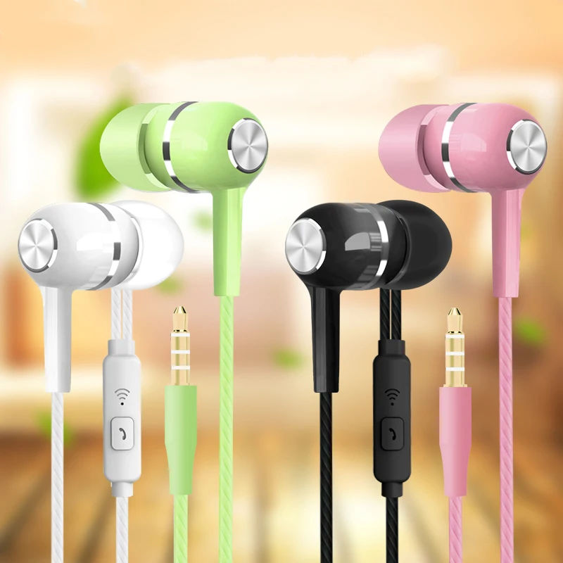 אוזניות מחוברות Jack In Ear Headset אוזניות מחוברות עם מיקרופון בס HiFi סטריאו אוזניות ספורט In-line Control לטלפונים