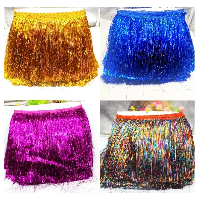 레이저 샤이니 술 프린지 트림, 레이스 리본 술, 크리스마스 장식 커튼 댄스 드레스, 스커트 프린지 바느질, 10 야드, 20cm