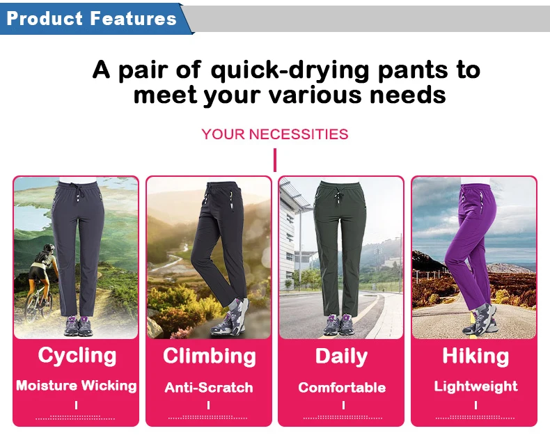 LNGXO Wasserdichte Trekking-Wanderhose für Damen, Sommer, schnell trocknend, Camping, Klettern, Angeln, Sport, Outdoor-Hose, Damen, Übergröße – Detail 4