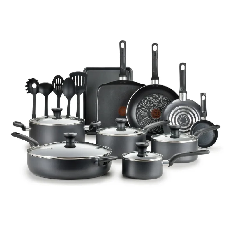

T-fal Easy Care, 20 Piece Non-Stick Pots and Pans Cookware Set, Grey