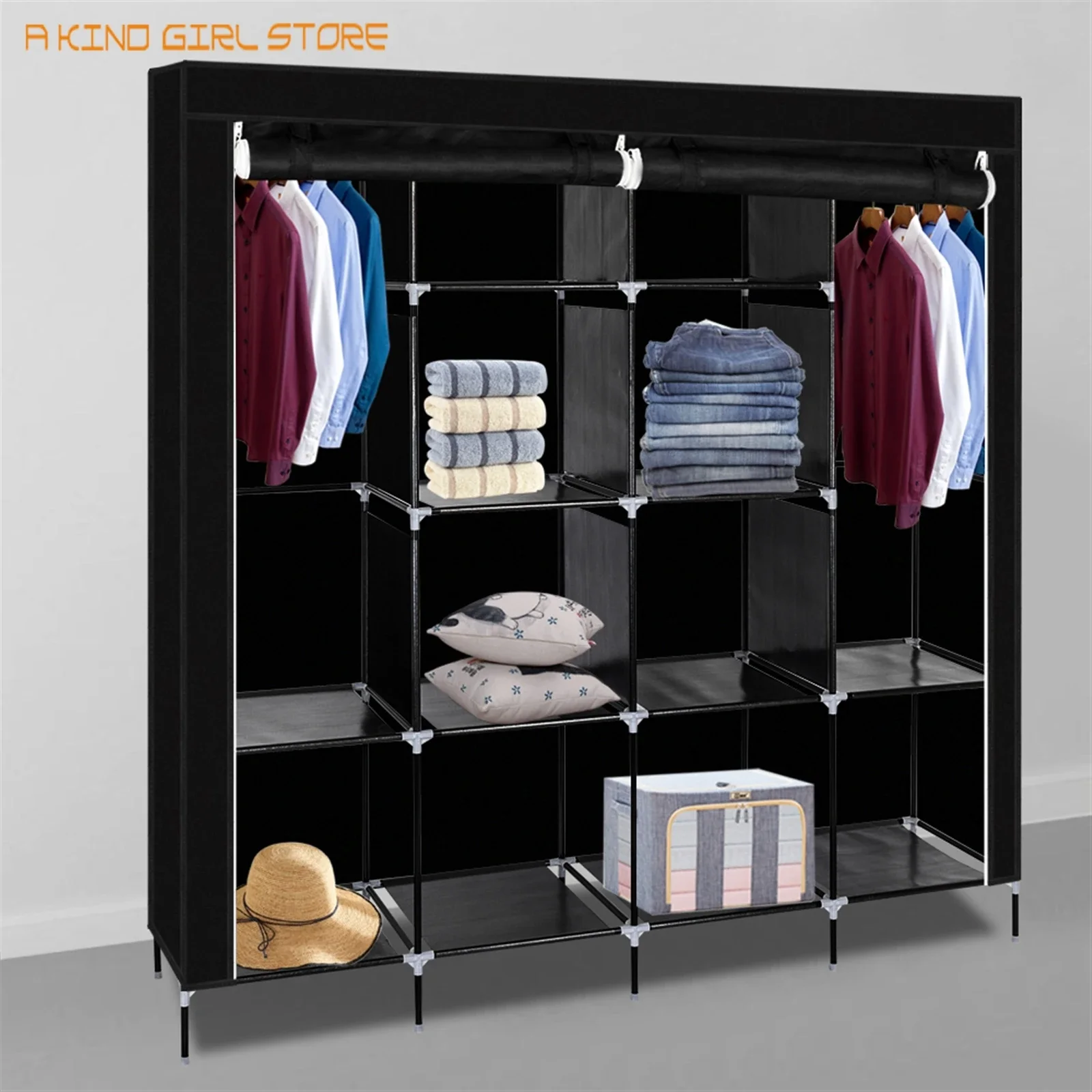 

Wardrobe Storage Closet Clothes Portable Wardrobe No-Woven Fabric Organizer Bedroom Dormitory Storage Cabinet Home Furniture