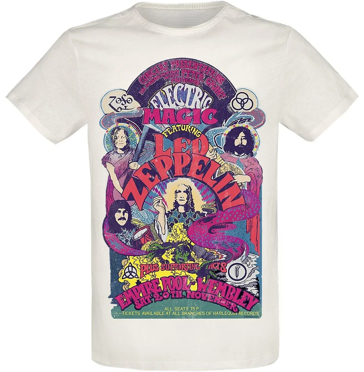Top Sommer Led Zeppelin Grafik Baumwoll-T-Shirt Unisex Sommer Kurzarm Mode Marken-T-Shirt Luxus Casual Vintage Tees