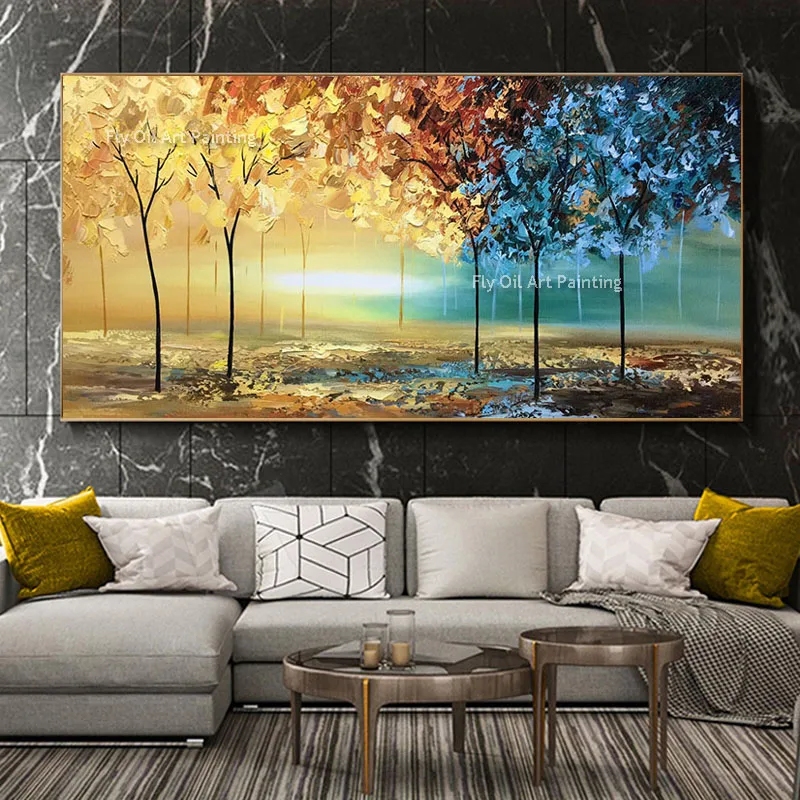 

Абстрактный Лес холст ручная роспись масляная живопись оригинальный нож живопись пейзаж большое дерево ручная работа картина маслом Настенный декор